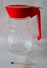 Vintage Stoha Glas Milch Sahne Kännchen rot Zucker Honig Spender Ausgiesser