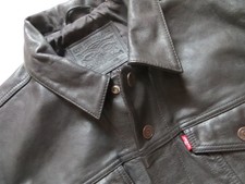 Levi's Herren Echt Leder Jeansjacke Gr. M, Schwarz Biker Jacke Lederjacke KULT !