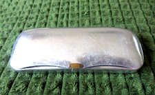 VINTAGE BRILLENETUI METALL SILBER ALUMINIUM ALU ETUI HARTSCHALEN Case 15cm x 6cm