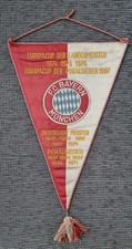 Wimpel  BAYERN MÜNCHEN SEIDE gestickt rot-weiß 1976 OHNE Weltpokal SAMMLERSTÜCK