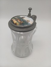 Jagd Krug Antik Vintage Jagdszene Porzellanbild Glas weiß Selten Rarität Top