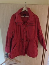 Rote Regenjacke Von Lands' End Gr. XL Mit Kapuze Und Taschen