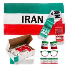 Iran Fußball Trikot Shirt Fan Zubehör Geschenkset-Flagge, Schal, Gesichtsfarbe-