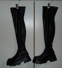 NEU Pull&Bear Plateau Stiefel Langschaft schwarz Reißverschluss Strumpf Gr. 36