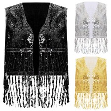 Damen Top Vintage Weste Musikfestival Western Tägliche Kleidung Pailletten Tanz