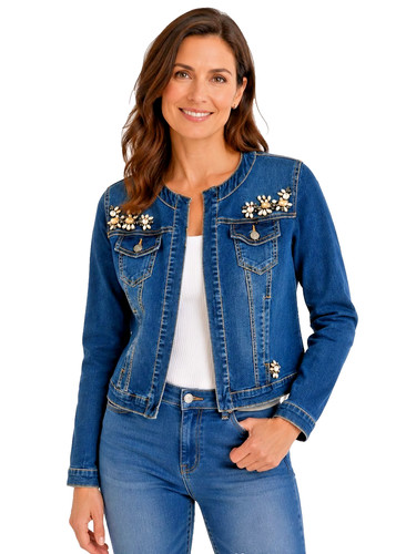 Cartoon damen jeansjacke - jeansjacke, blau