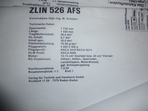 Bauplan zlin 526 - bauplan,