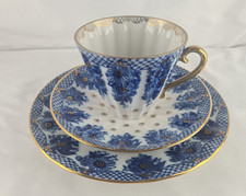 Vintage 3tlg.Porzellan Kaffeegedeck Lomonosov USSR Kobaltblau Teegedeck Russland