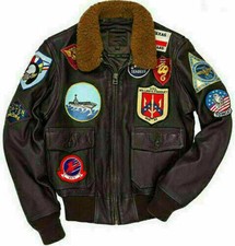 Tom Kreuzfahrt Top Gun Peter Maverick Bomber Pelz Leder Fliegerjacke für Männer