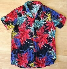 Wie NEU:  Hemd Herren Gr. M Kurzarm Baumwolle Hawaii Urlaub Blumen