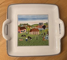 Villeroy & Boch DESIGN NAIF Quadrat. Platte m. Griffen SEHR GUTER ZUSTAND - RAR