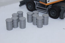 10 x Fässer GRAU Faß Ölfass 1:50  für Diorama oder Ladegut Baustelle
