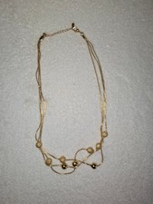 Kette, Goldfarben, 3-reihig, Kugeln, 50 cm lang; 1,3 cm breit - Neu