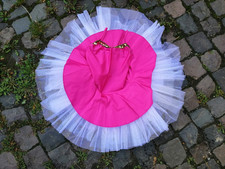 Tutu weiß/pink mit Pailletten, 3 Tüllkagen, 1 Decklage pink, Gr. 122