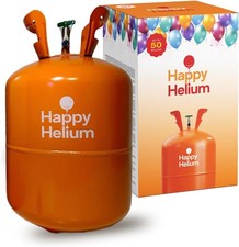 Happy Helium® Ballongas Helium für 50 Ballons + Zubehör, Heliumflasche für Party