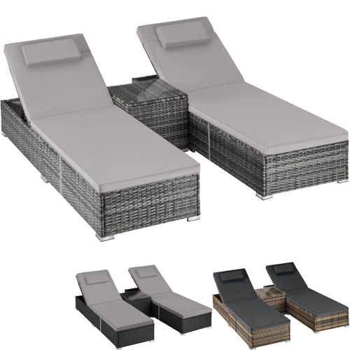 Rattan doppelliege mit tisch - mit,