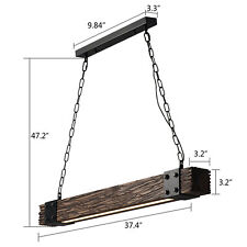 37,4'' Bauernhaus Rustikal LED Pendelleuchte Loft Hängelampe Holz Deckenleuchte
