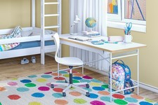 Kinderschreibtisch KINTO wie Eiermann – Tischplatte und Gestell weiß 120 x 68 cm