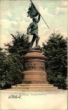 BREMEN um 1900 alte Postkarte Partie am Kriegerdenkmal Soldat mit Flagge ungel.