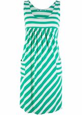 Jerseykleid mit Taschen Gr. 36/38 Karibikgrün Weiß Damen Mini Freizeitkleid Neu