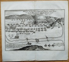 Schlacht Tawern bei Trier - Original Kupferstich Merian - 1660