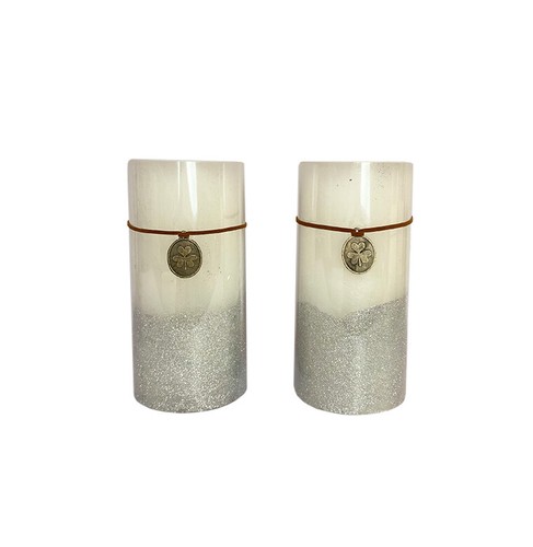 Weisse kerzen glitzer 2er set - kerzen,