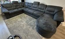Sofa/Couch mit Schlaffunktion und Bettkasten grau Federkern