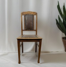 Jugendstil Esszimmerstuhl Art Deco Antik Holz Leder