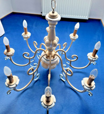 Hochwertiger Kronleuchter von Domicil, Schmiedeeisen in weiß/blau, Landhausstil