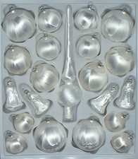 Lauschaer Glas Christbaumschmuck Sortiment 21 tlg. Eislack weiß mundgeblasen