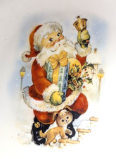 TIRSCHENREUTH BAVARIA 1838 GERMANY HUTSCHENREUTHER Teller Weihnachtsmann u.Katze