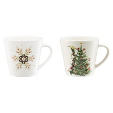 AMBITION Kaffeebecher Set Weihnachtsbecher Tassen 2 Tlg. Weihnachtsbaum 320 ml 