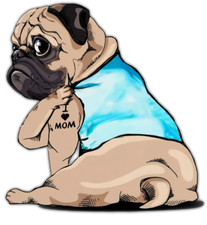 Aufkleber Mops mitTattoo I
