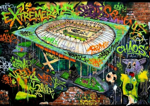 Graffiti fußballstadion - fußballstadion, –