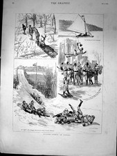 Alte Wintersport Kanada Eissegeln St Lawrence Rodel Rutsche 1887 viktorianisch