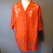 Damen Bluse Longbluse Maria Rossi Gr. 54 orange Kurzarm Schlitz