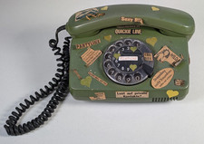 Wählscheibentelefon, Fe TAp 791-1, lustig beklebt, Farngrün, 1984. #BA715