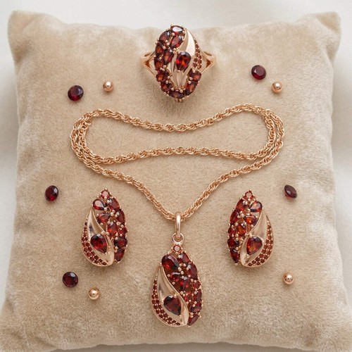 Schmuckset roter zirkon - schmuckset,