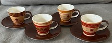 4 x Espressotasse & Untertasse Cha Cult Handpainted Sammeltassen