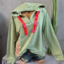 Zwillingsherz Hoodie Sweatshirt Pullover Salbei Model Smile S/M bis L/XL (1 116)
