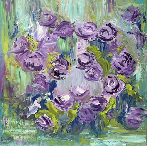 ölbild gemälde blumen - gemälde,