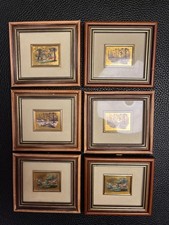 6 Bilder Goldfolie 960 % Kunstlithographie 4 Jahreszeiten Holzrahmen +Zertifikat