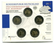 BRD 2 Euro Sammlermünzenset 2010 Bremen    ADFGJ ganzer Satz Stempelglanz