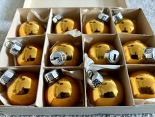 12 Lauscha Christbaumkugeln, echt vergoldet, Vintage