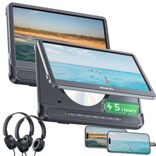 2x12" Auto Kopfstütze DVD-Player für Kinder HDMI USB SD 5 Stunden AKKU+Kopfhörer