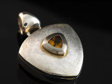 925 Sterlingsilber Medallion  Anhaenger mit Citrin in Palladiumfassung