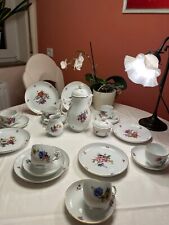 FÜRSTENBERG BUNTE BLUME Mit Goldrändern Verziert KAFFEESERVICE 21tlg. 6 Personen