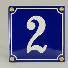 Emaille Hausnummer 2 Blau