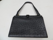 Elegante, hochwertige Damenhandtasche Straußenleder schwarz