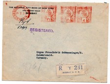 Indien 1938 Freistempel Einschreiben - Bombay nach Schwenningen